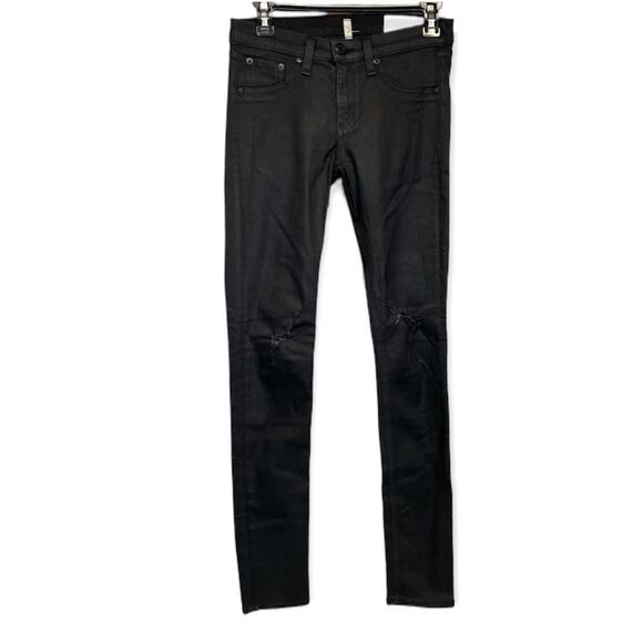 Rag & Bone‎ Distressed Black / Dark Gray Mid Rise Legging Skinny Jeans Size 26 - Picture 1 of 12